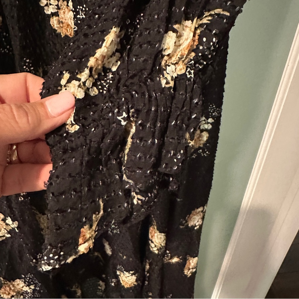 Maje Rider Midi Print on Black Floral Textured Dress Euro Size 36 - Picture 5 of 12